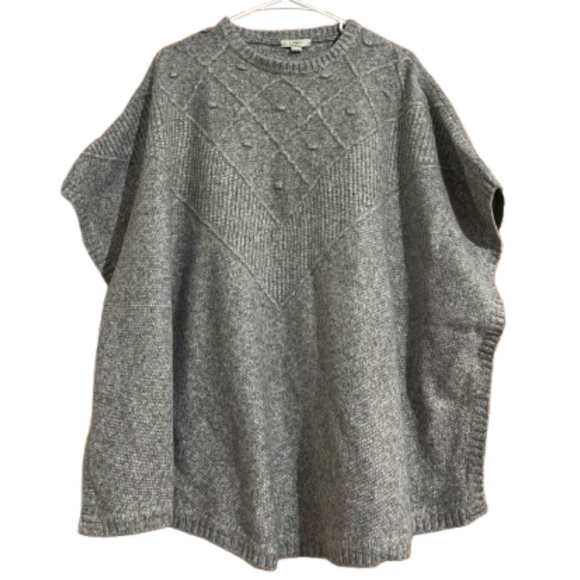 Loft Women’s Gray Bobble Poncho Fall/Winter Sweater Sz-M/L NWT - Picture 2 of 7